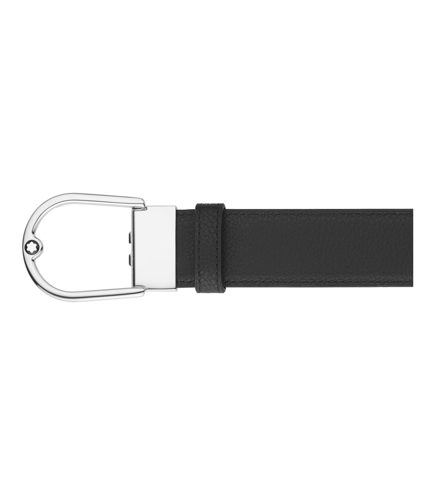 Horseshoe Buckle Grainy 35mm Reversible Leather Belt Ebony/Black