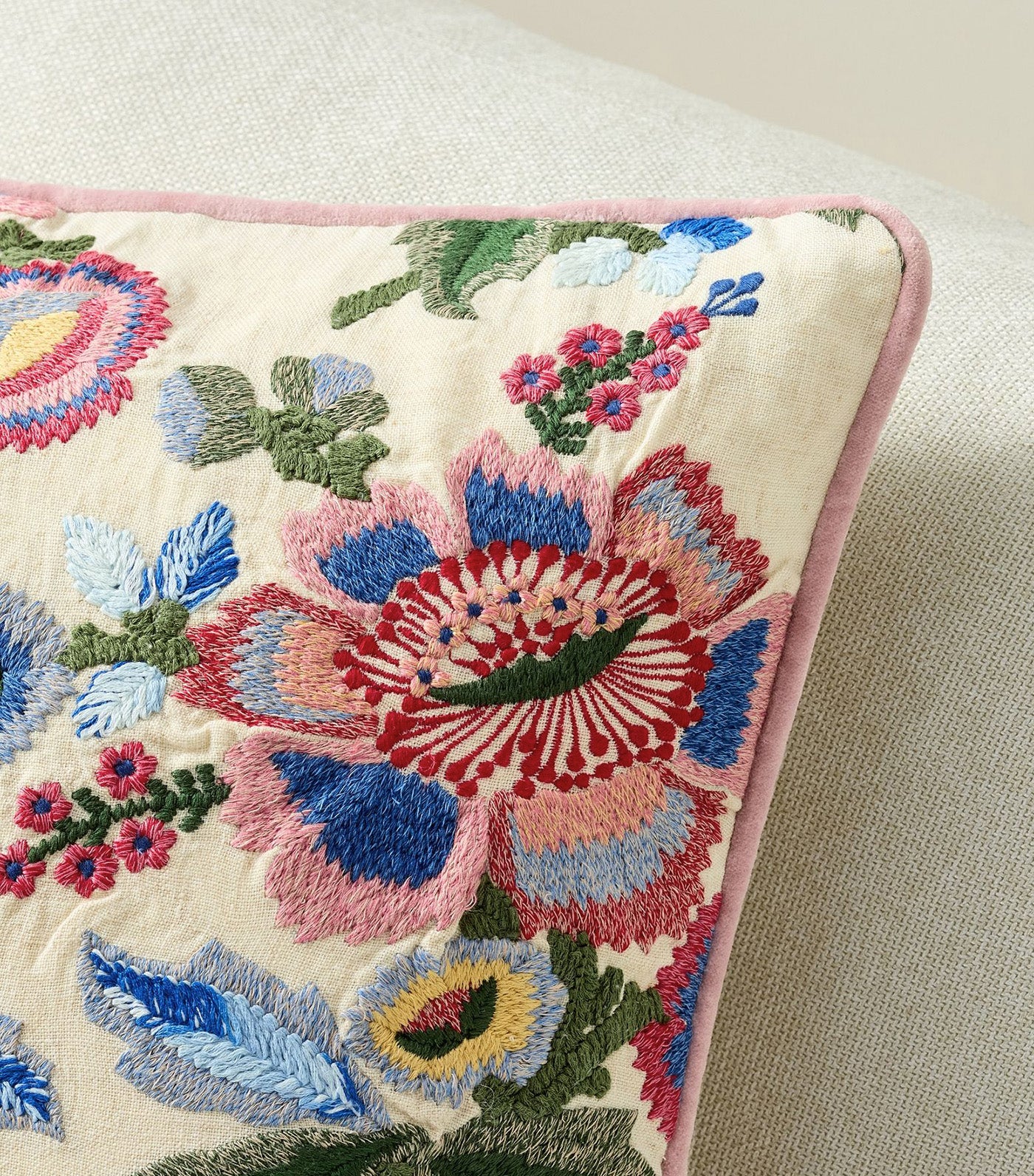 Maddie Floral Embroidered Pillow Cover