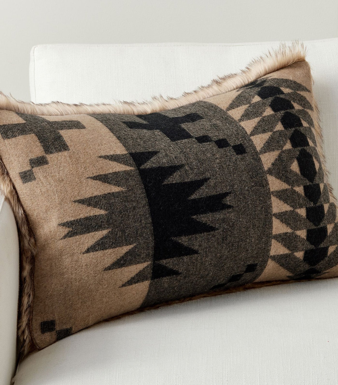 Faux Fur Pendleton Spider Rock Lumbar Pillow Cover