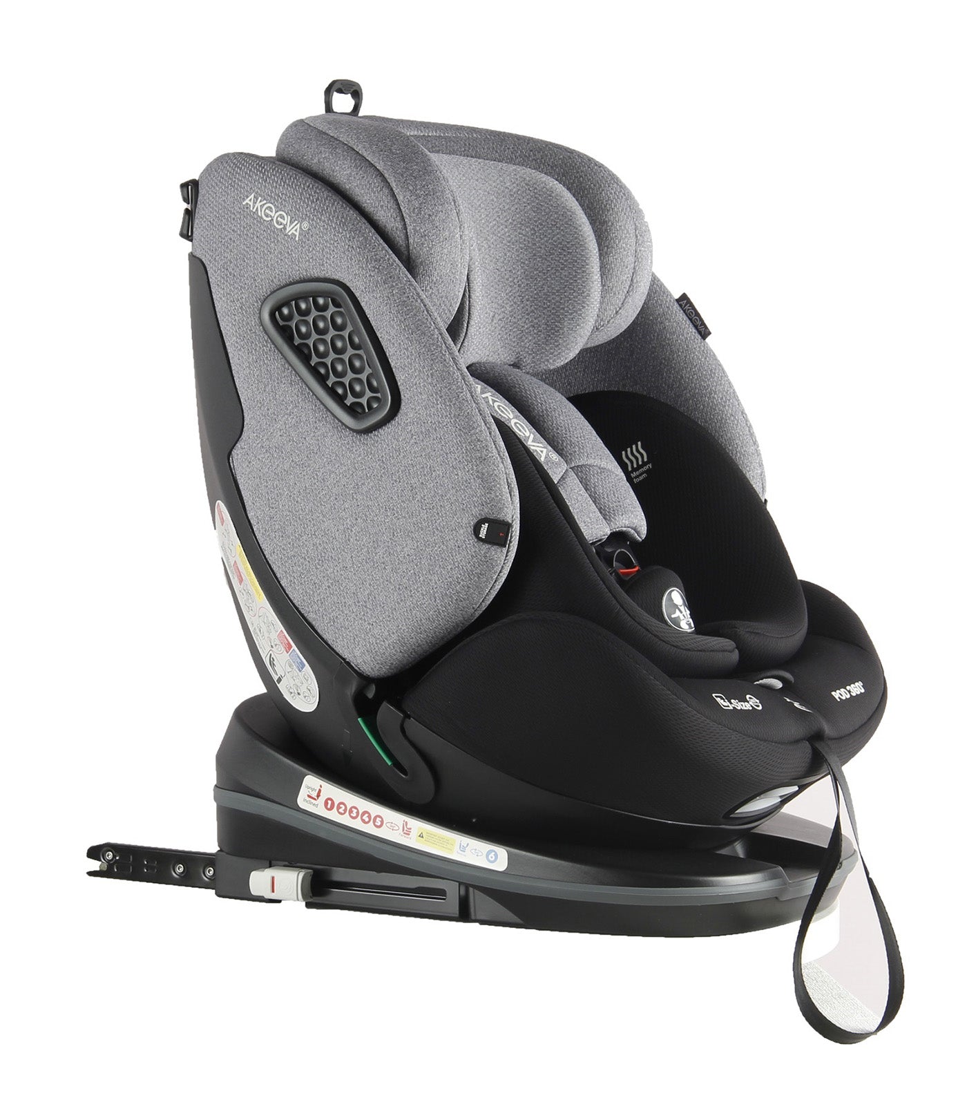 Pod 360 Rotate Isofix Carseat with Latch and Cocoon Protection with ICC Gray