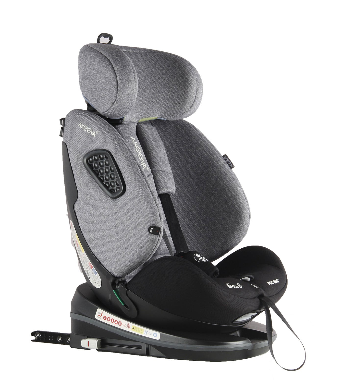 Pod 360 Rotate Isofix Carseat with Latch and Cocoon Protection with ICC Gray