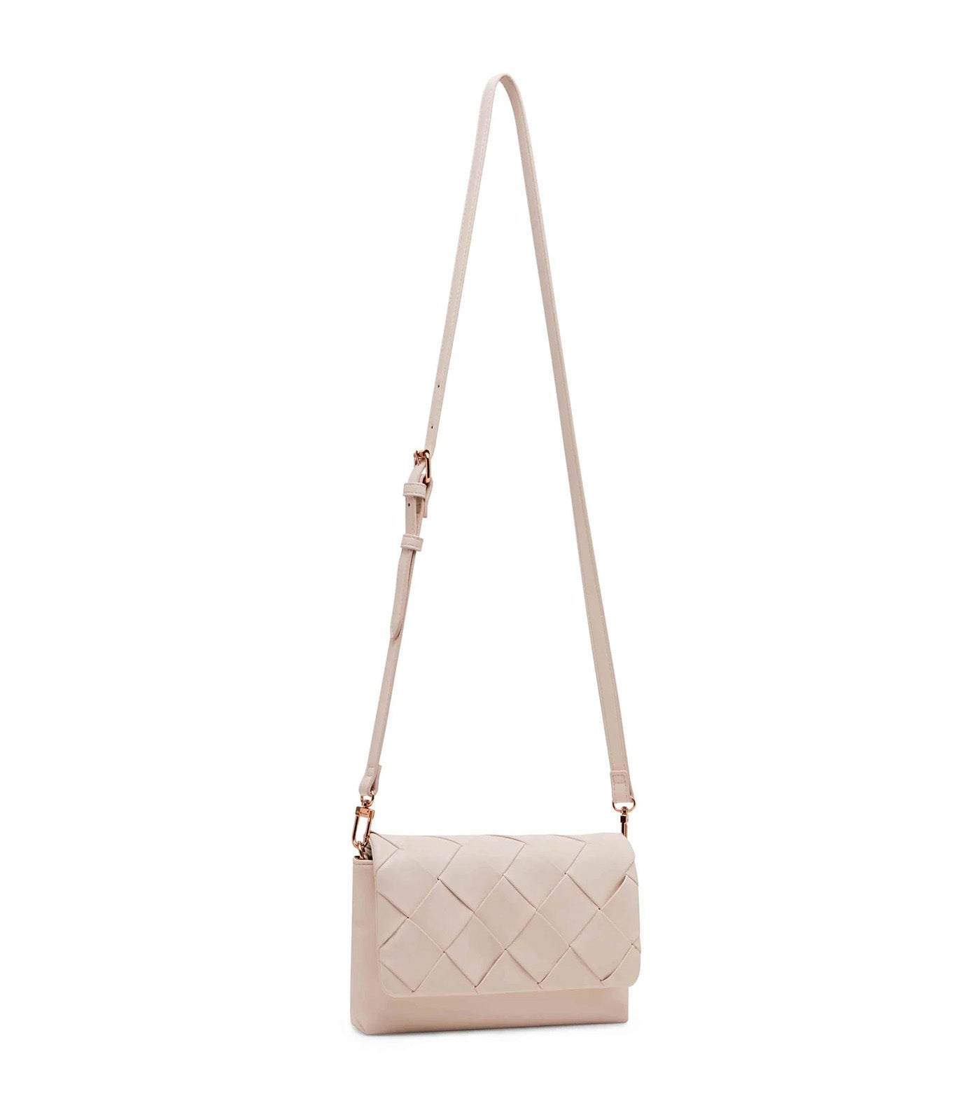 Smooth Woven Flap Crossbody White