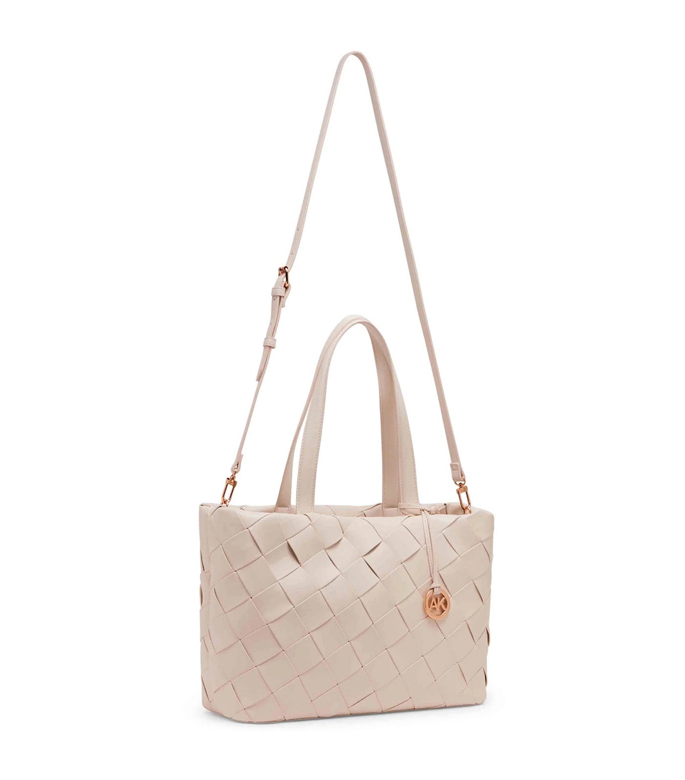 Smooth Woven Tote with Pouch White