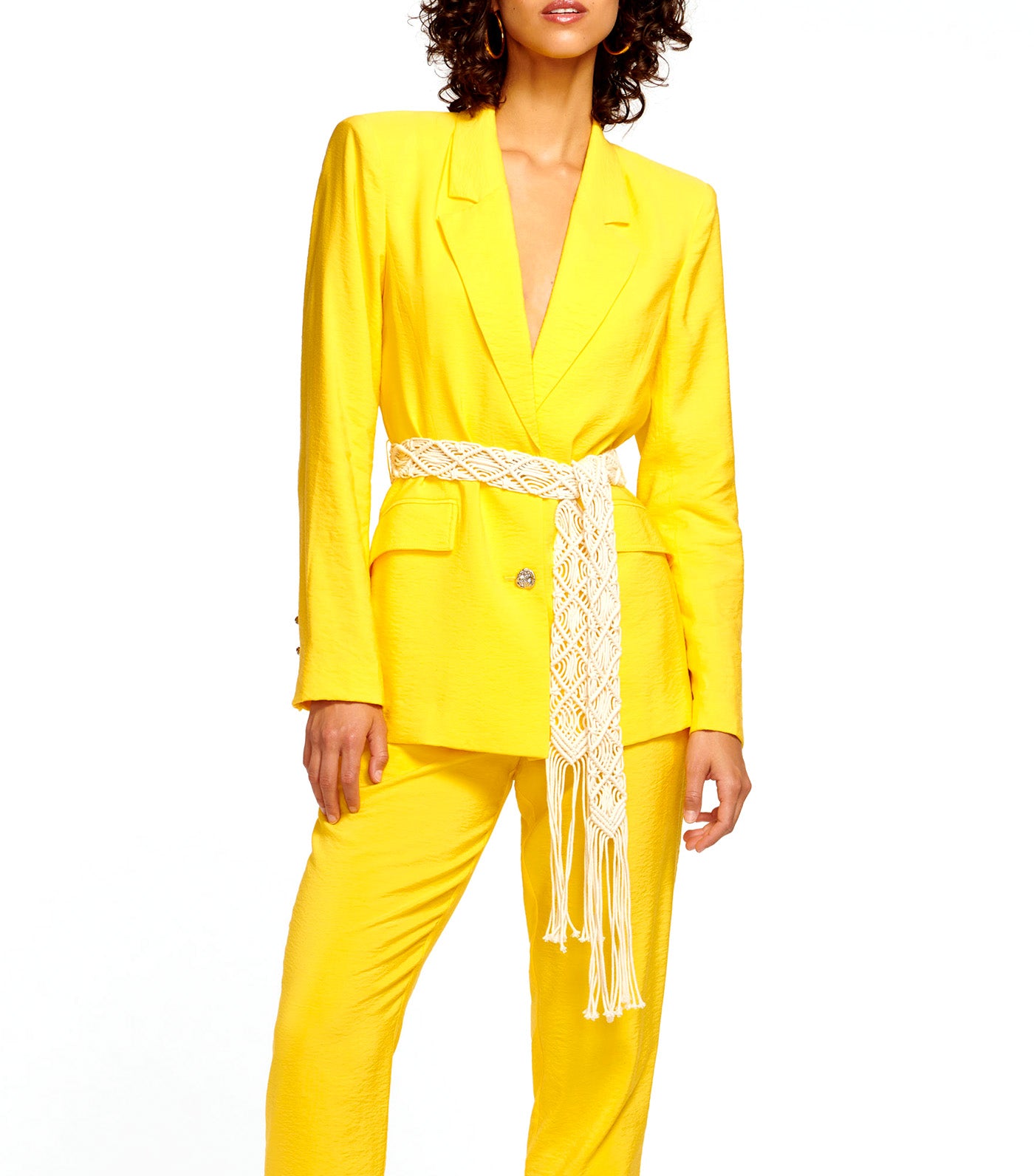 Mildred Belted Blazer Bright Lemon