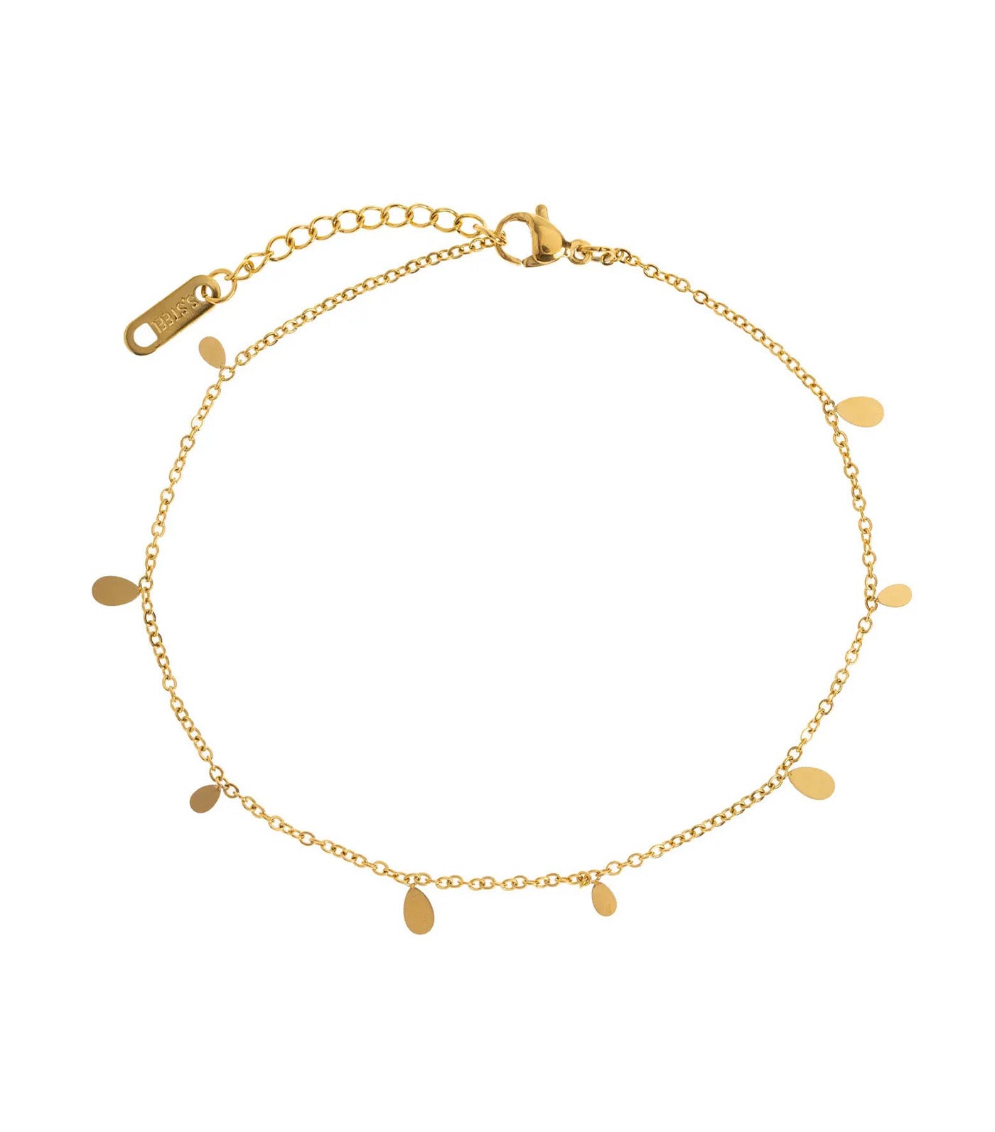 Lia Tiny Oval Anklet Stainless Steel Gold