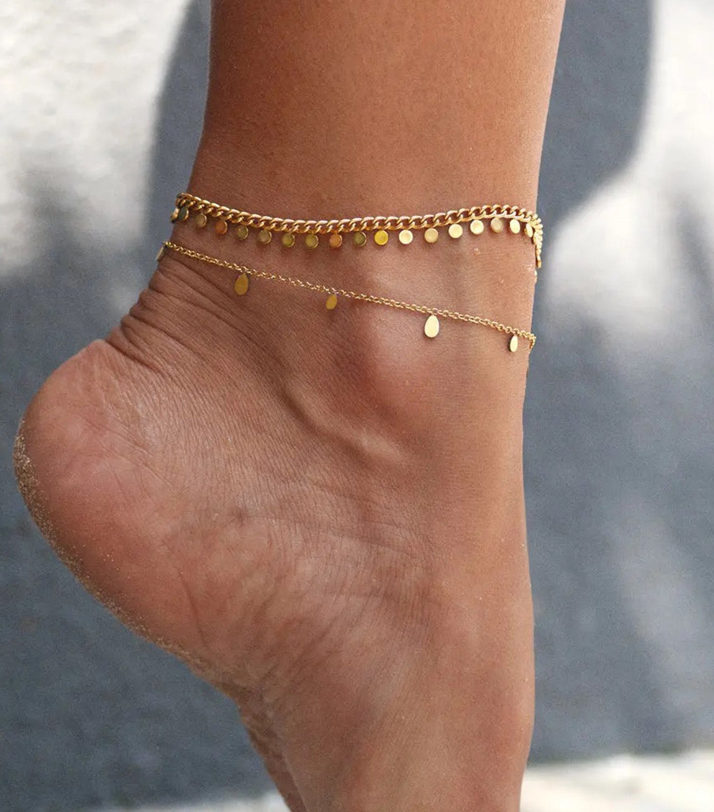 Lia Tiny Oval Anklet Stainless Steel Gold