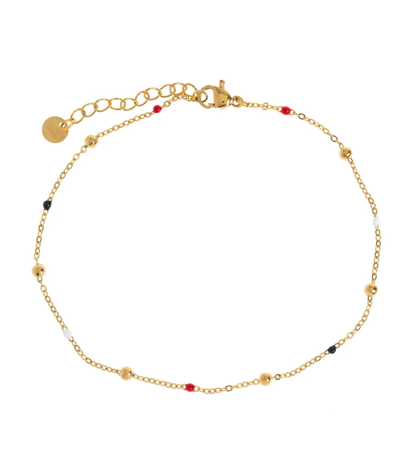 Vilde Petite Stone Chain Anklet Stainless Steel Gold