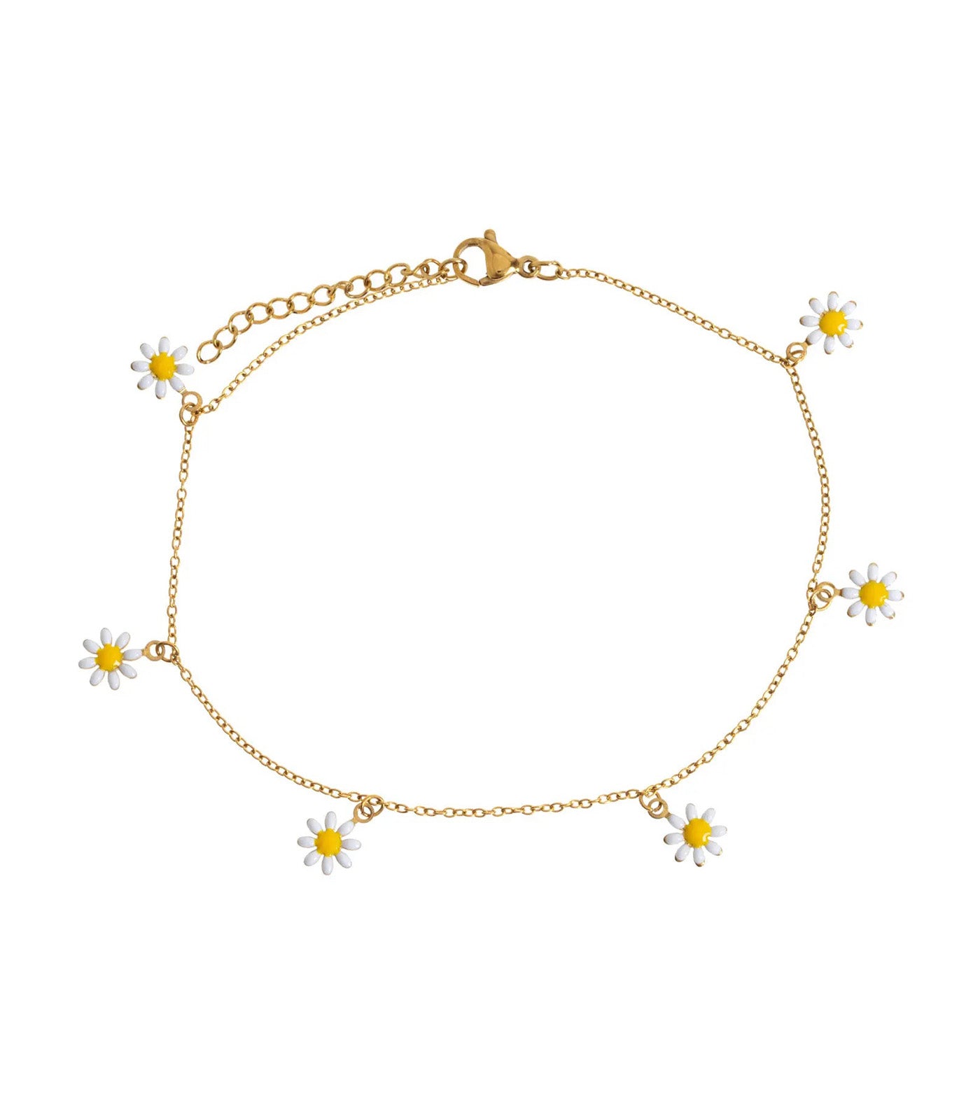 Astrid Daisy Flowers Anklet Stainless Steel Gold