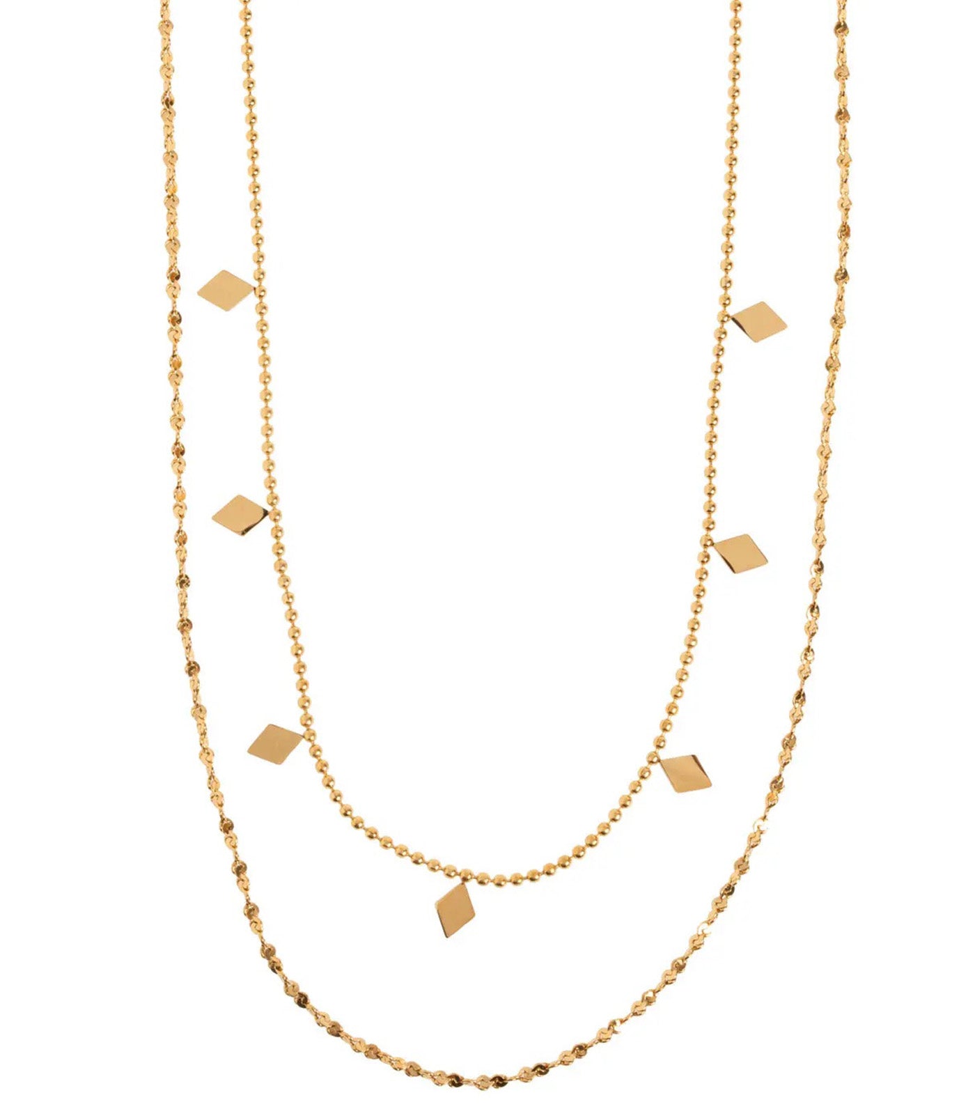 Elise Double Layer Chain Necklace Stainless Steel Gold