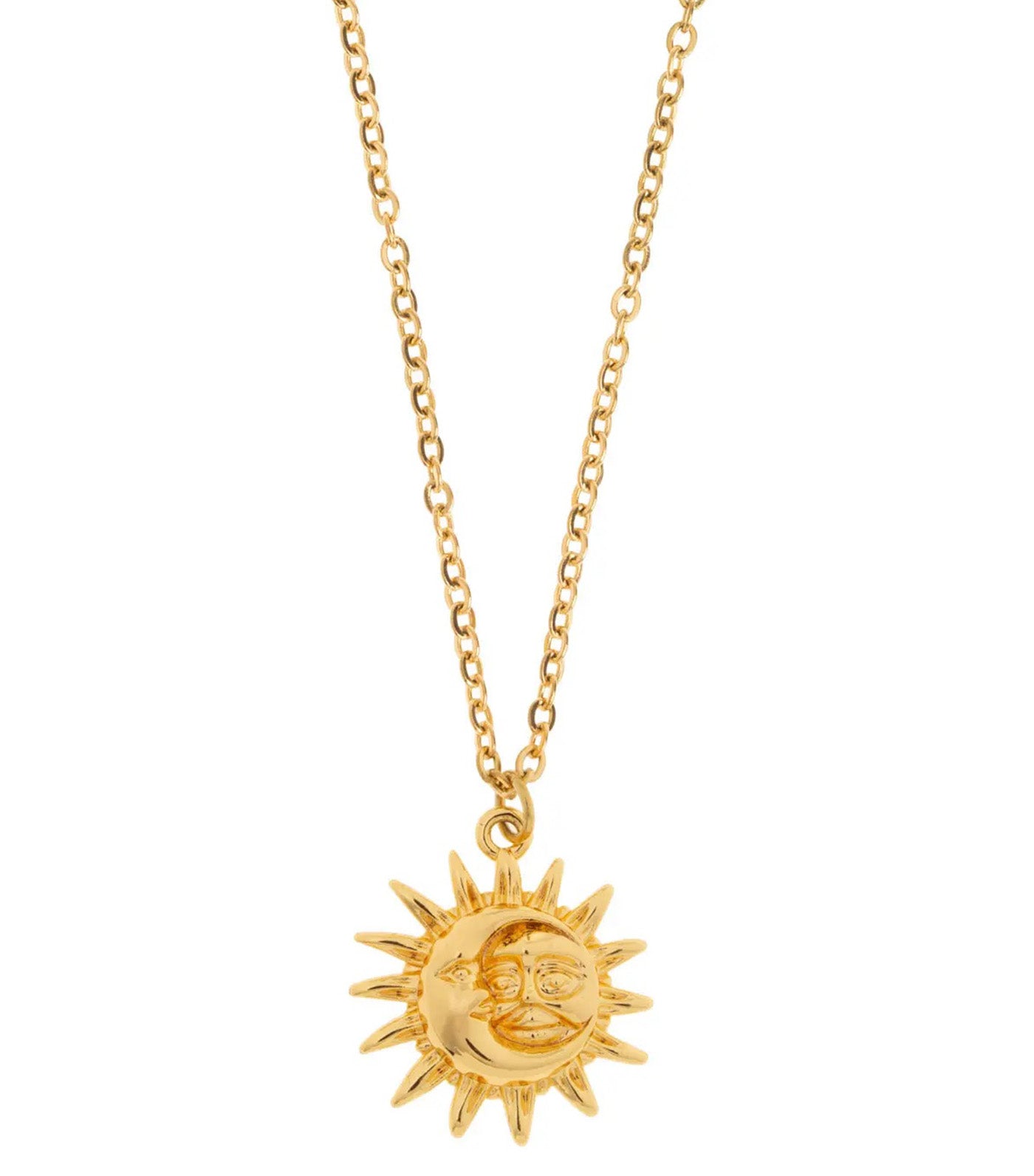 Azina Sun and Moon Necklace Stainless Steel Gold