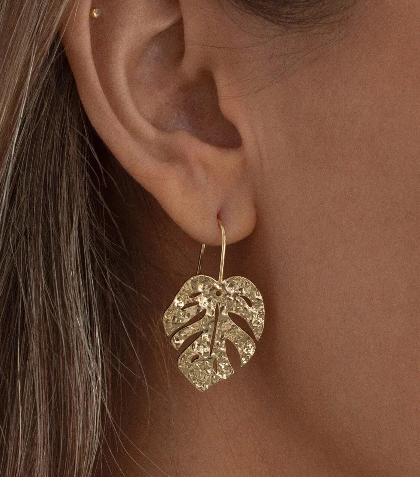 Arwa Monstera Earrings Gold