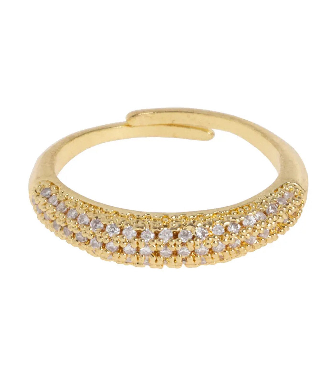 Mari Adjustable Crystal Ring Gold
