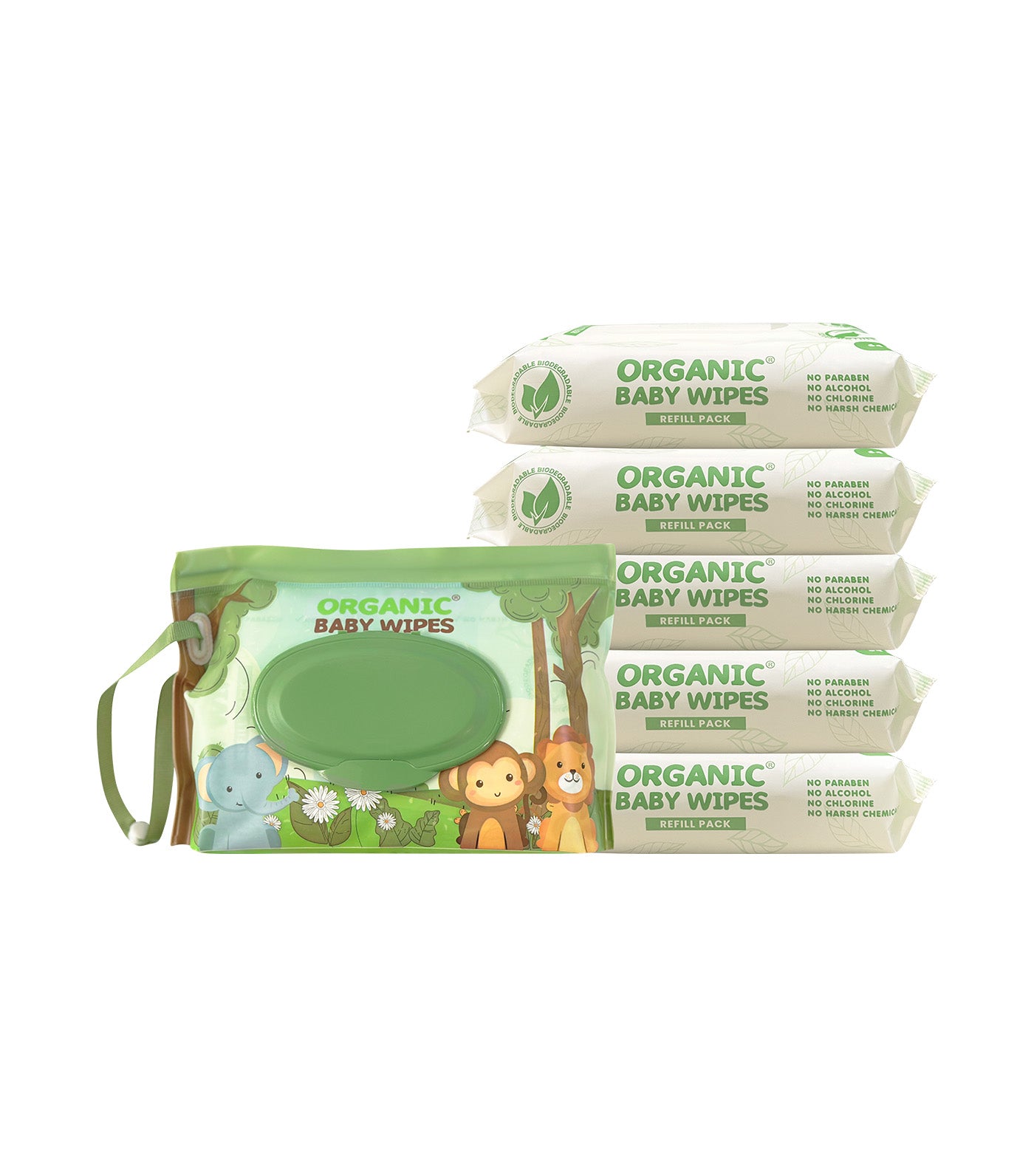 Eco-Pack with Zip Clutch Reusable Pouch - Pack of 5