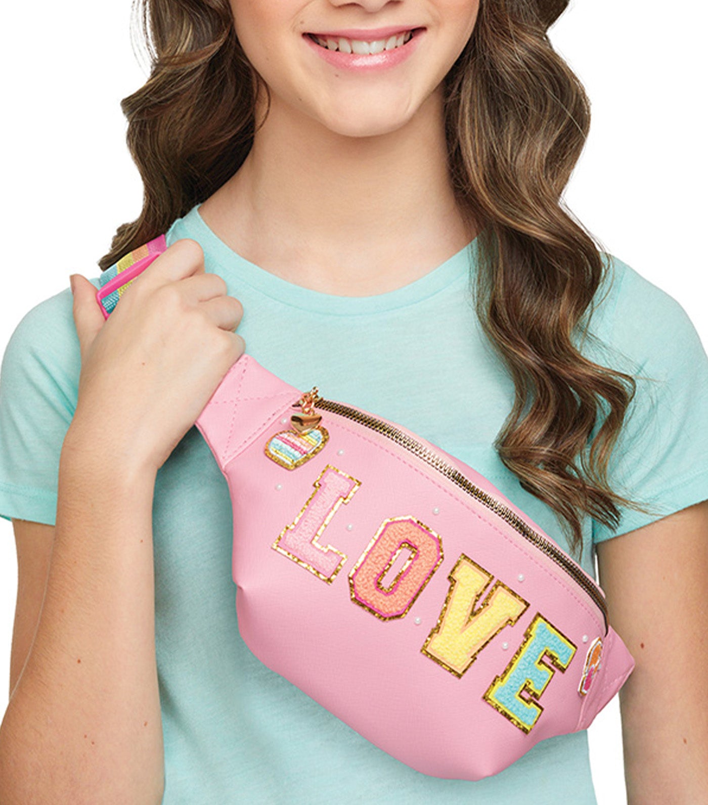 Fashion Love Patches Pink Bum Bag