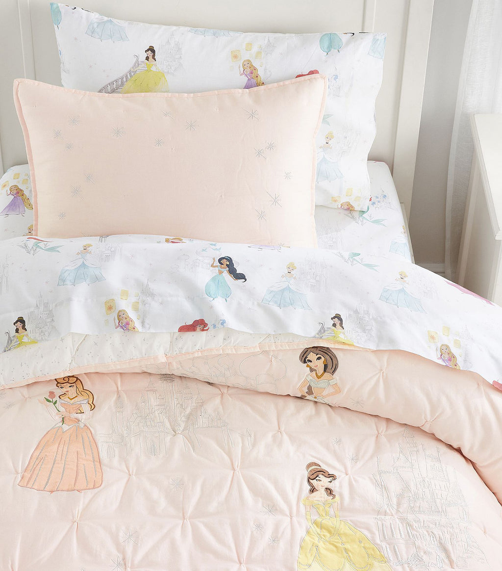 Pottery Barn Kids Disney Princess Castles Quilt Shams Blush