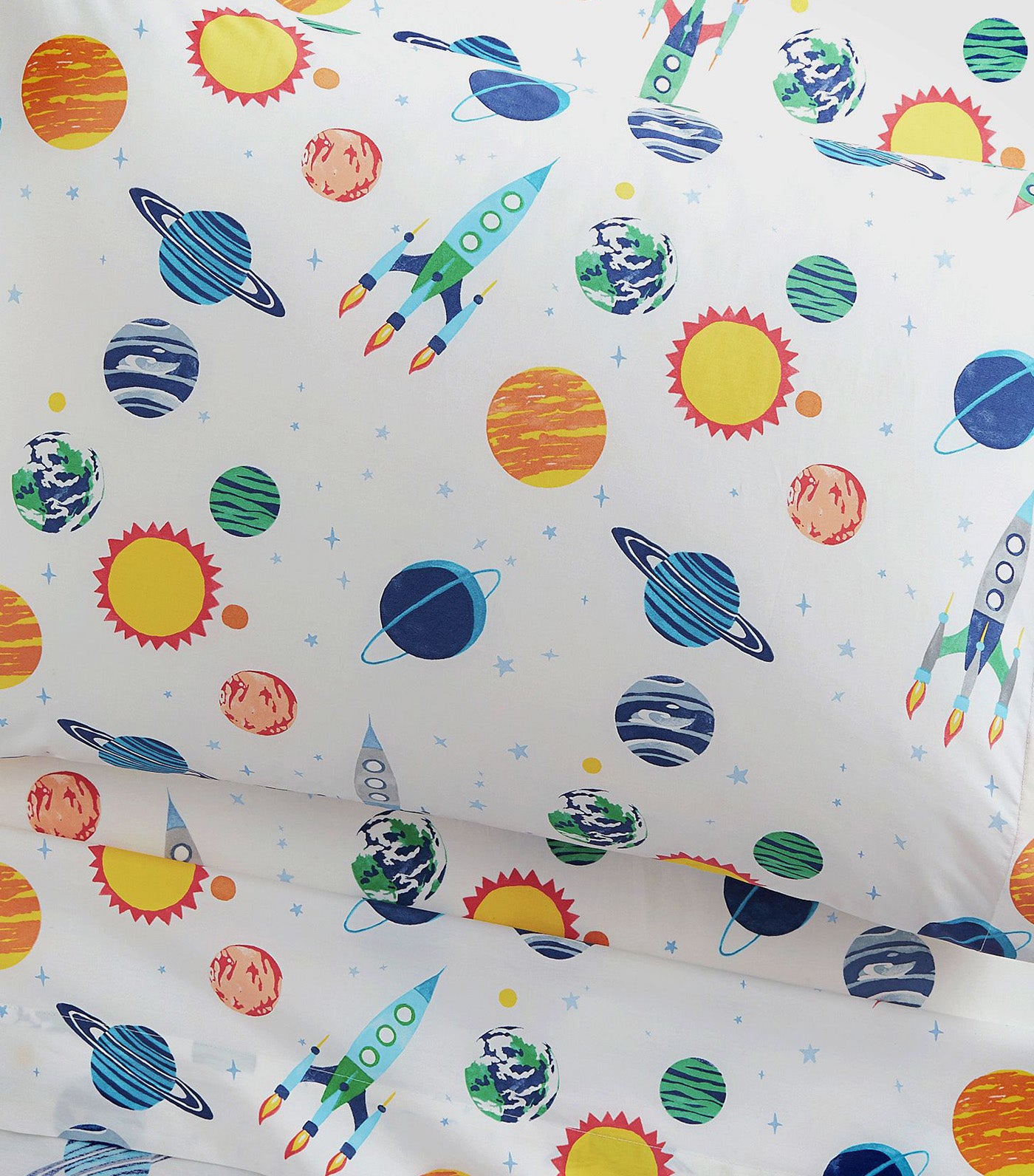 Solar System Glow-in-the-Dark Sheet Set & Pillowcases White Multi