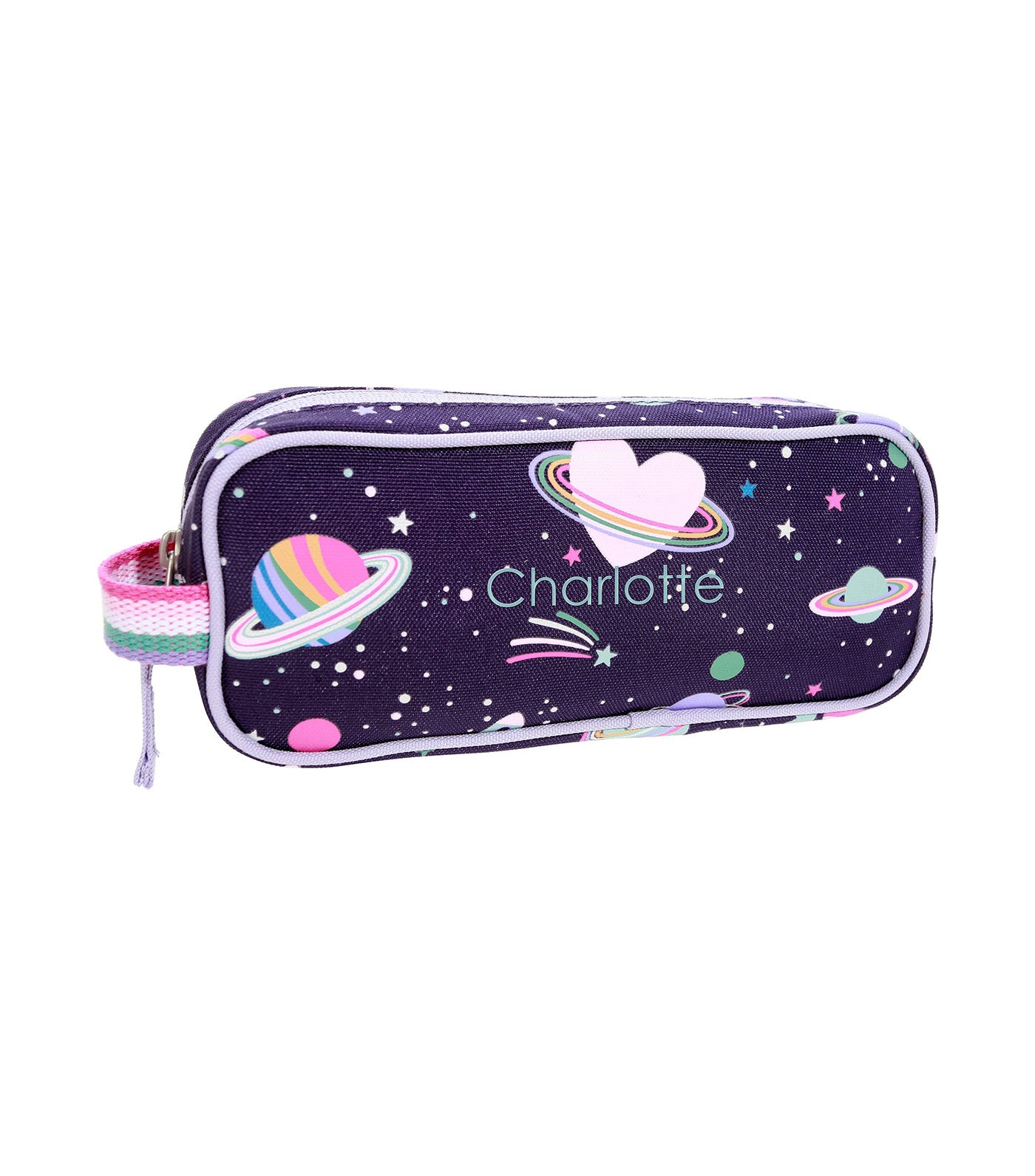 Mackenzie Rainbow Heart Galaxy Glow-in-the-Dark Pencil Case Purple