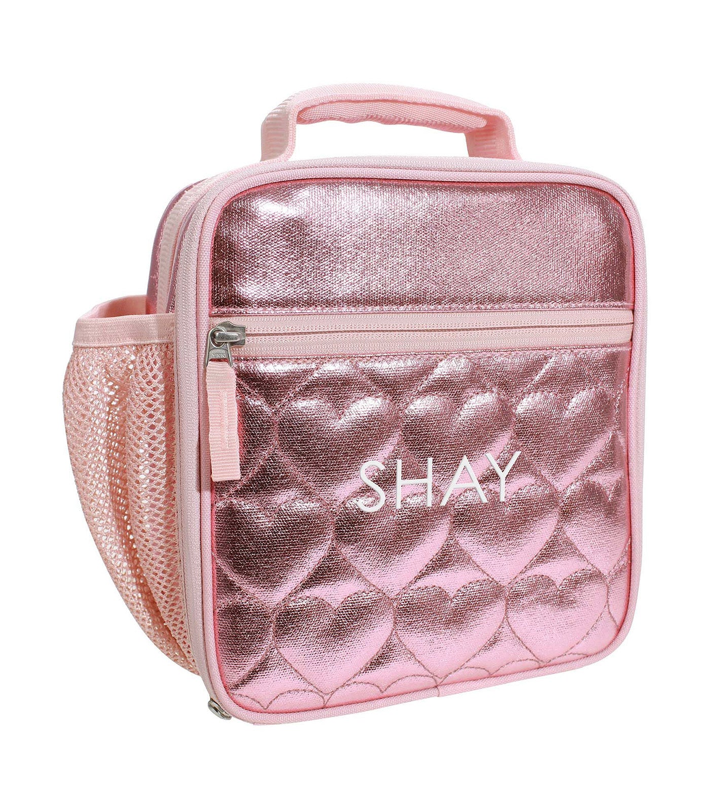 Mackenzie Pink Metallic Hearts Lunch Boxes Pink