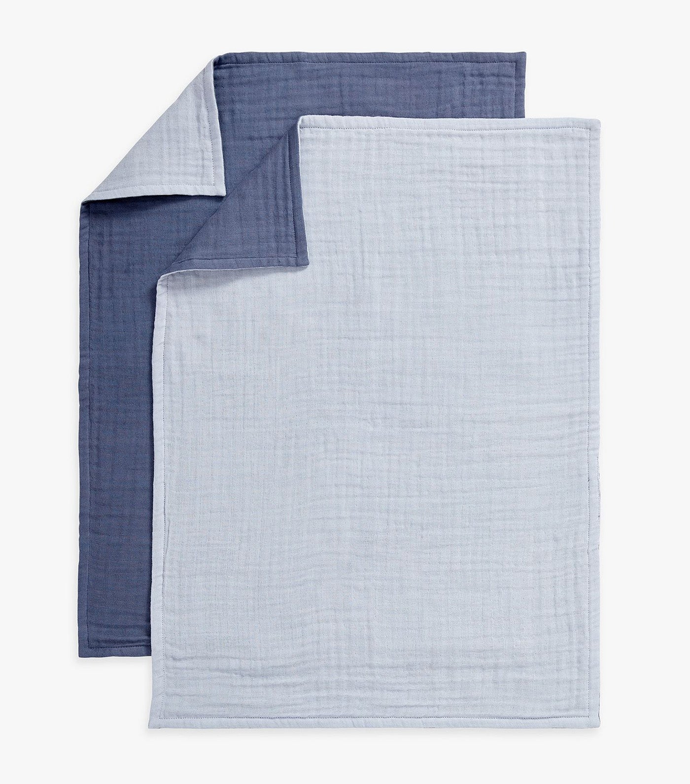 Two-Tone Organic Muslin Towel - Set of 2 Chambray/Indigo