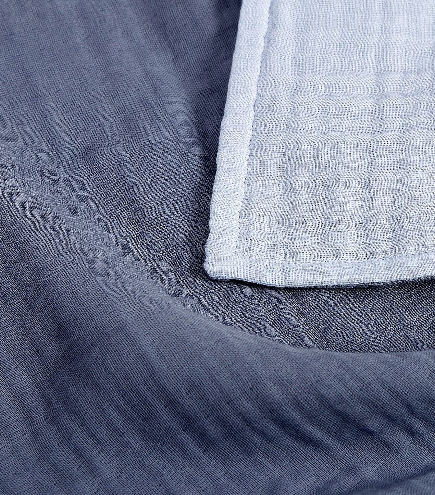 Two-Tone Organic Muslin Towel - Set of 2 Chambray/Indigo