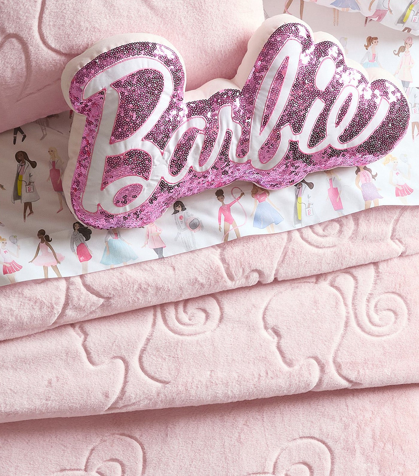 Barbie Logo Shaped Pillow Pink