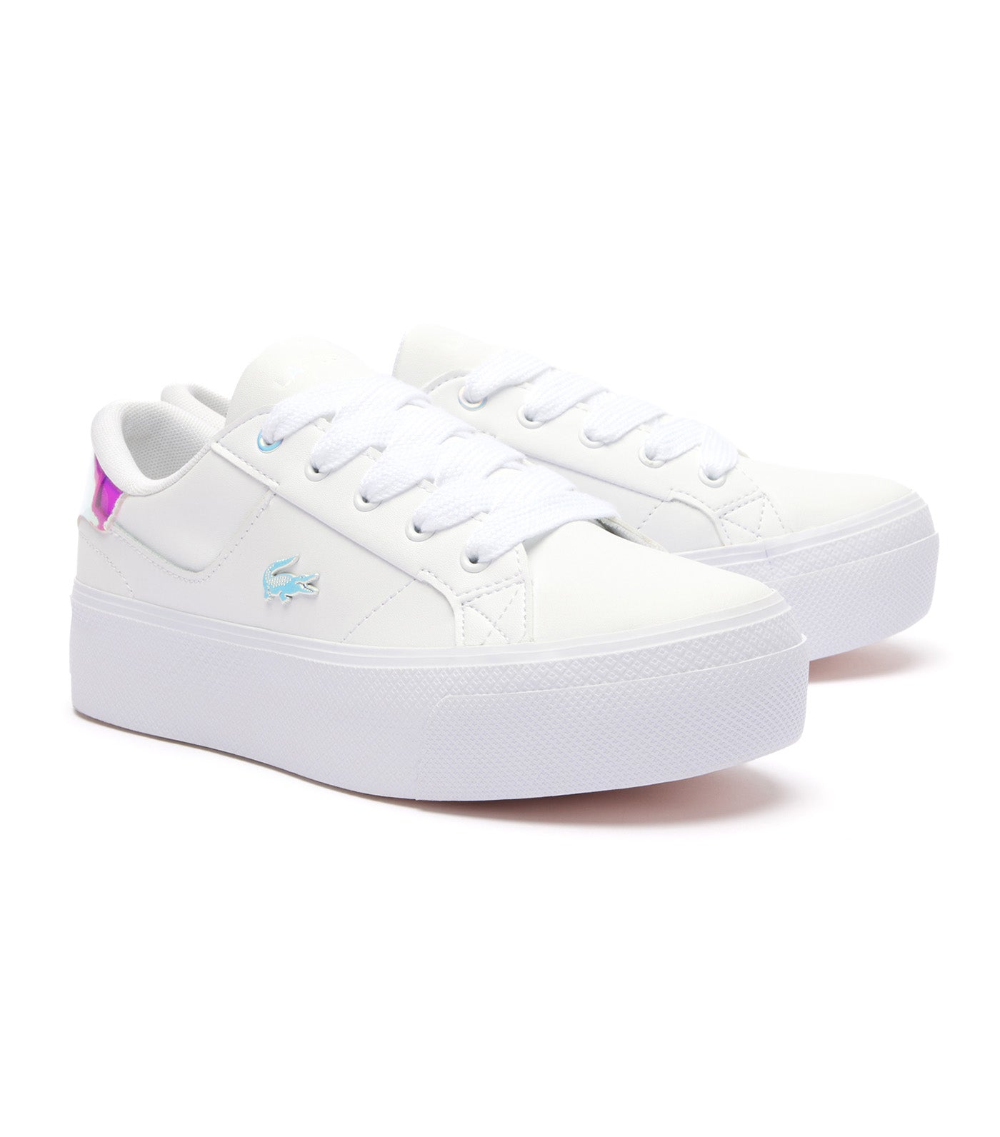 Women's Ziane Platform Leather Trainers White/Light Pink