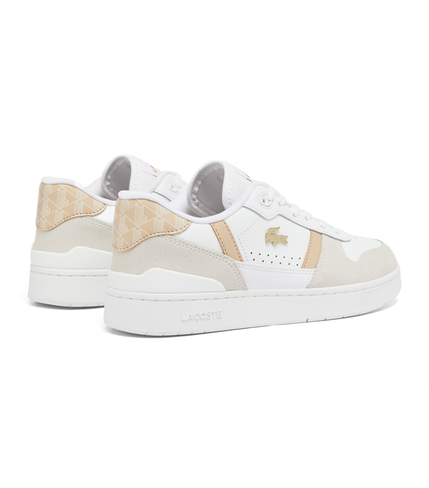 Women's T-Clip Set Trainers With Monograms White/Light Brown