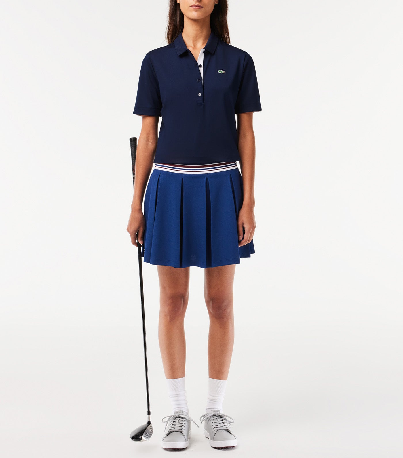 Women's Lacoste Sport Breathable Stretch Golf Polo Shirt Navy Blue/White