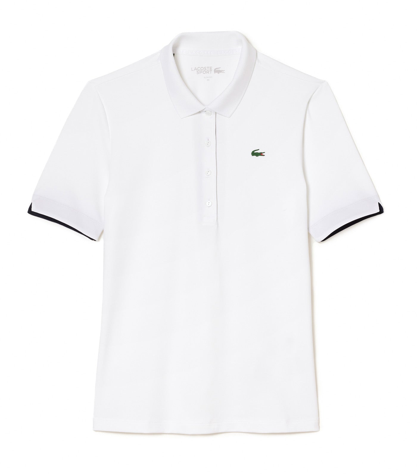 Women's Lacoste Sport Breathable Stretch Golf Polo Shirt White/Navy Blue