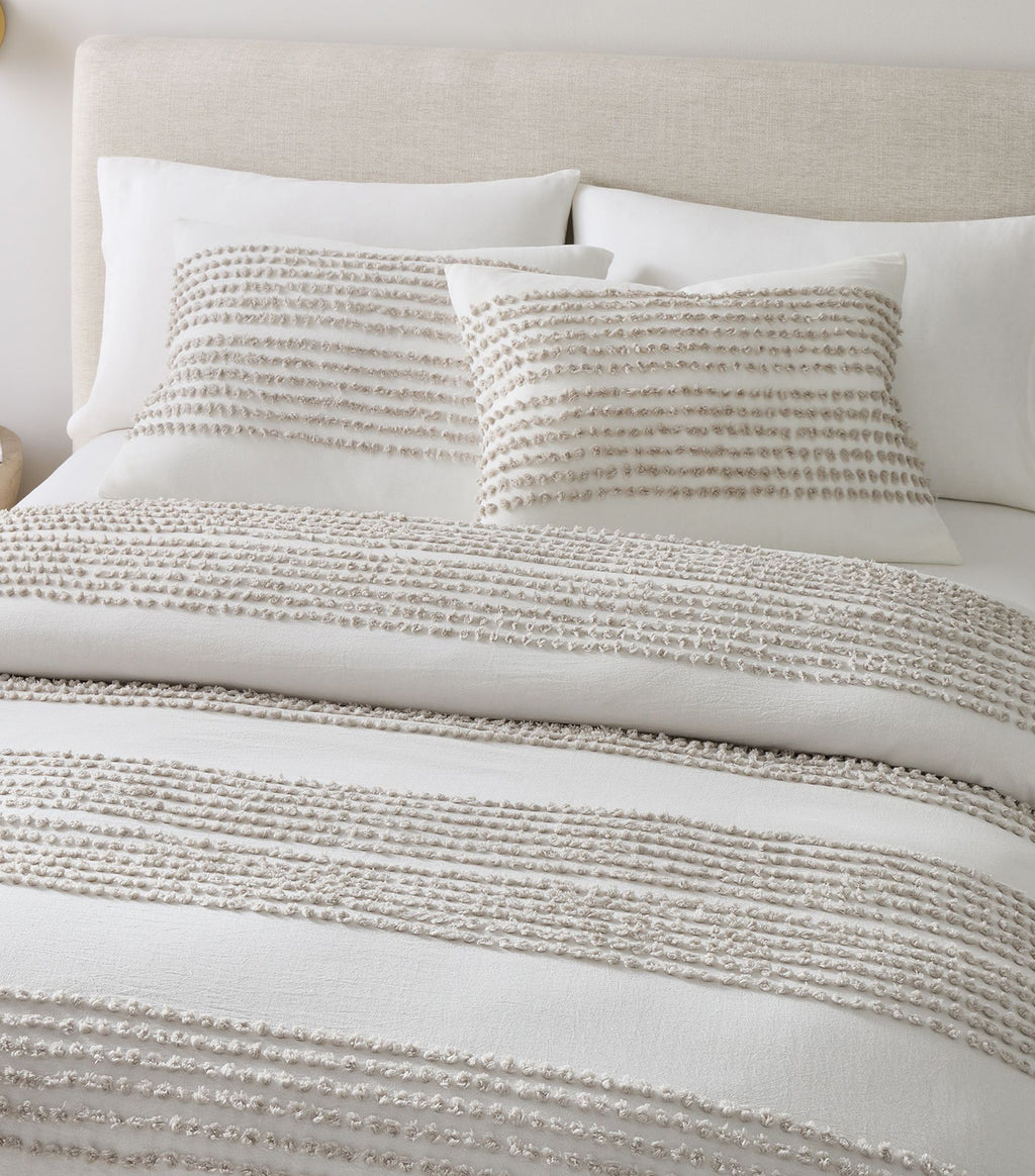 west elm Candlewick Duvet Cover Shams Pearl Gray White Rustan's