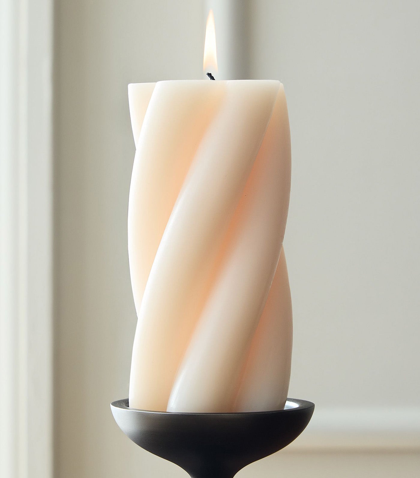 Chunky Twist Pillar Candles Ivory