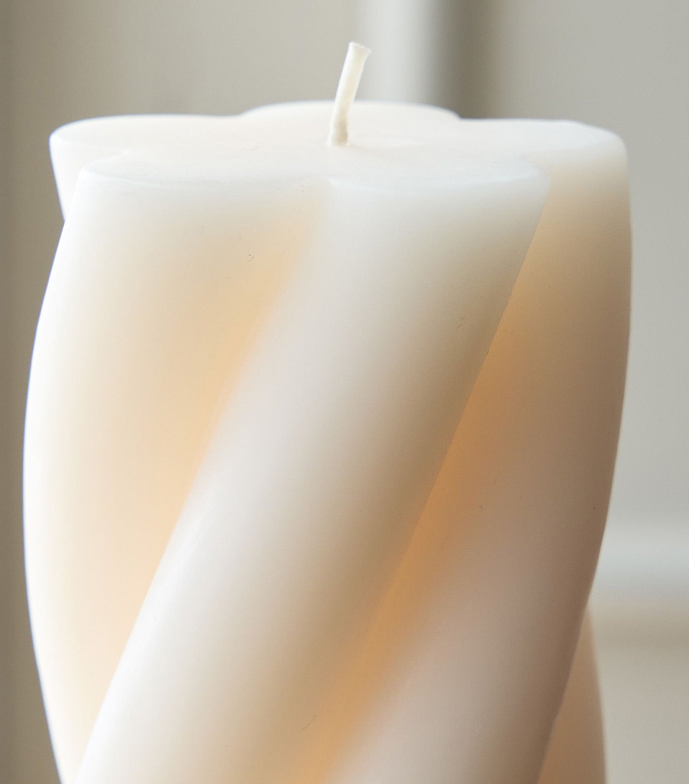 Chunky Twist Pillar Candles Ivory