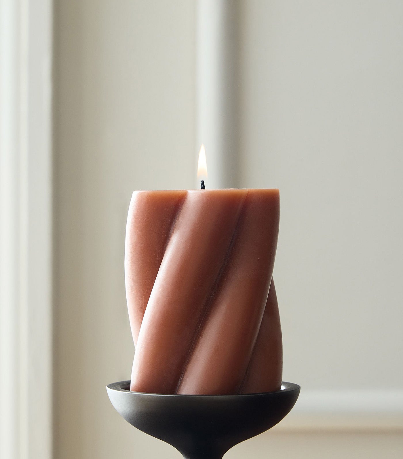 Chunky Twist Pillar Candles Clay - 3x4