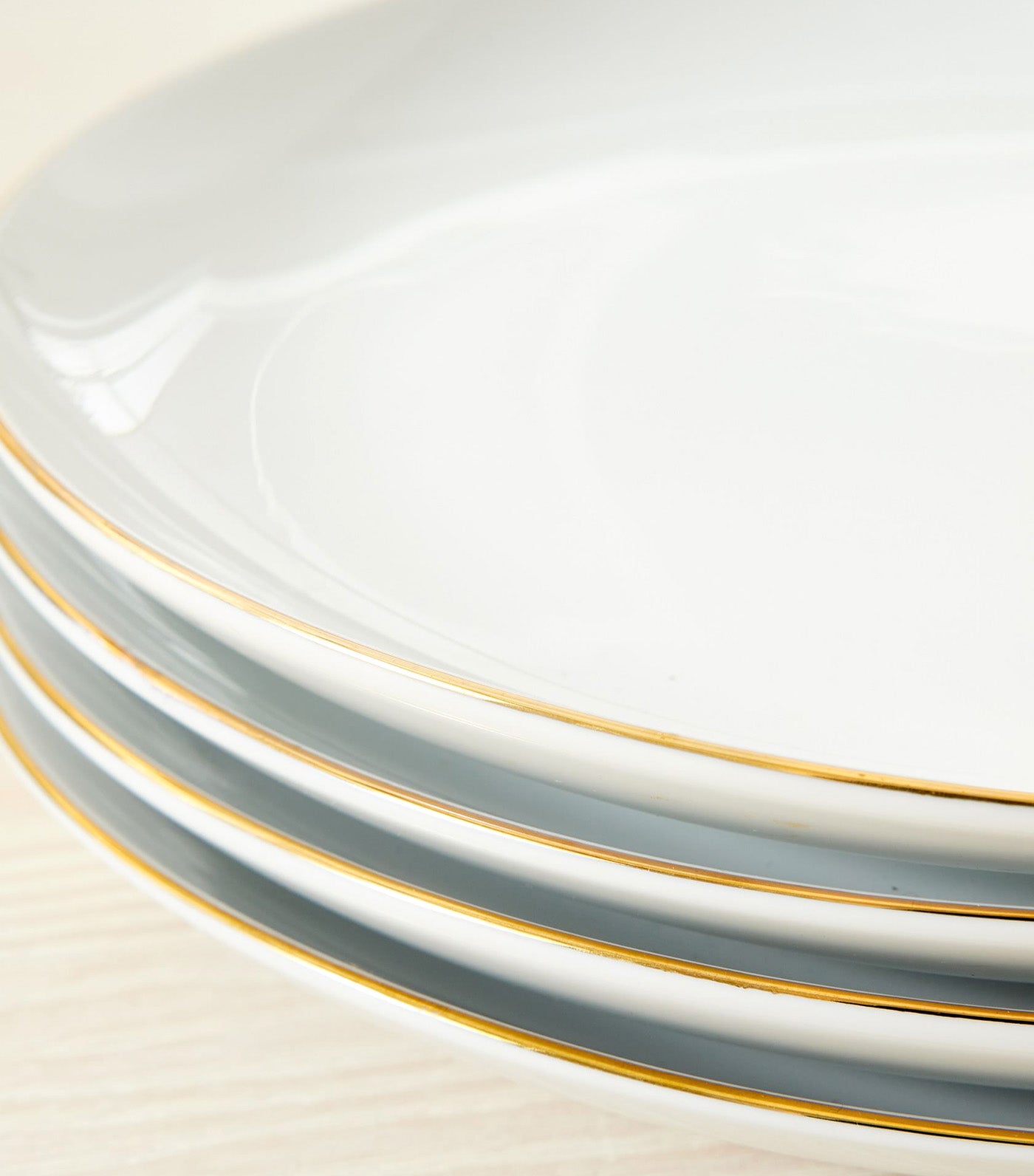 Organic Shaped Dinnerware Collection - Gold Rimmed White, Set of 4