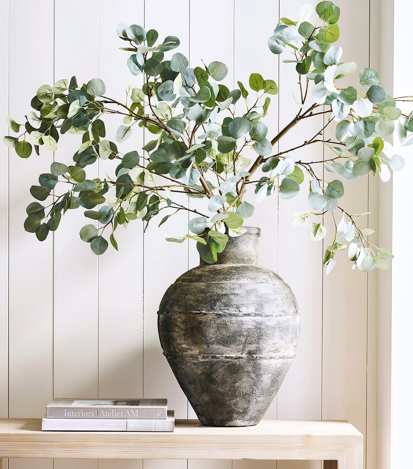 Faux Oversized Silver Dollar Eucalyptus Branch Green - One Size