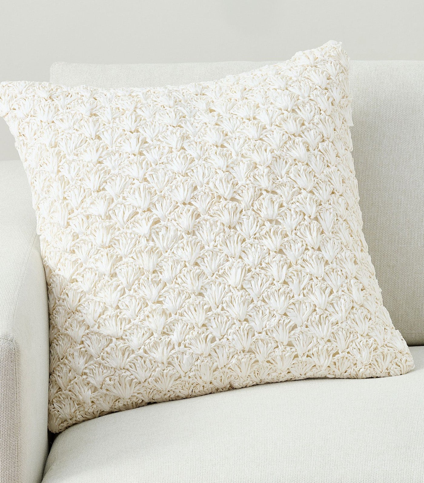 Shell Crochet Pillow Cover White - 20x20 inches