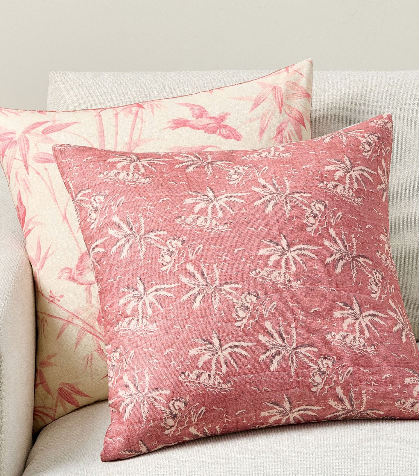 Vintage Islands Palm Tree Reversible Pillow Cover Red Multi - 20x20 inches