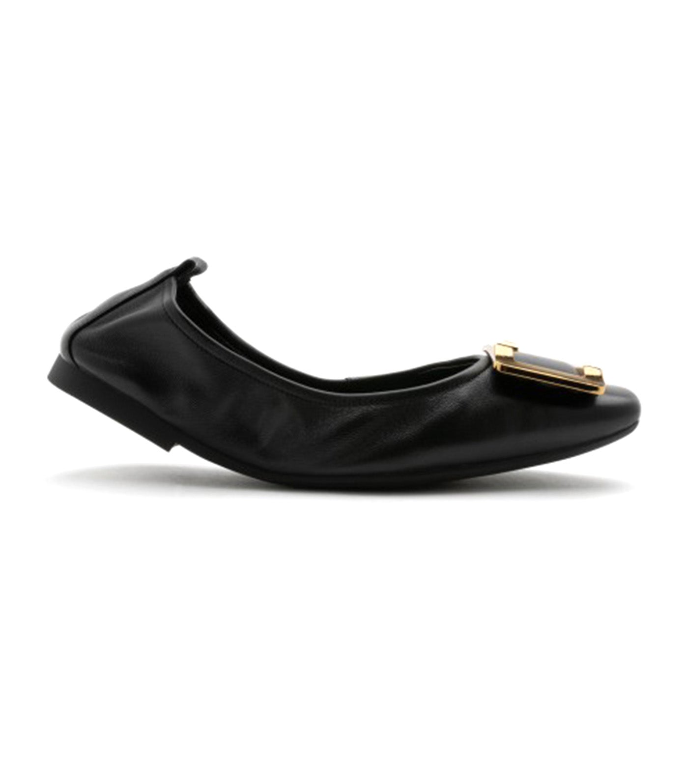 Black flats with fashion gold buckle