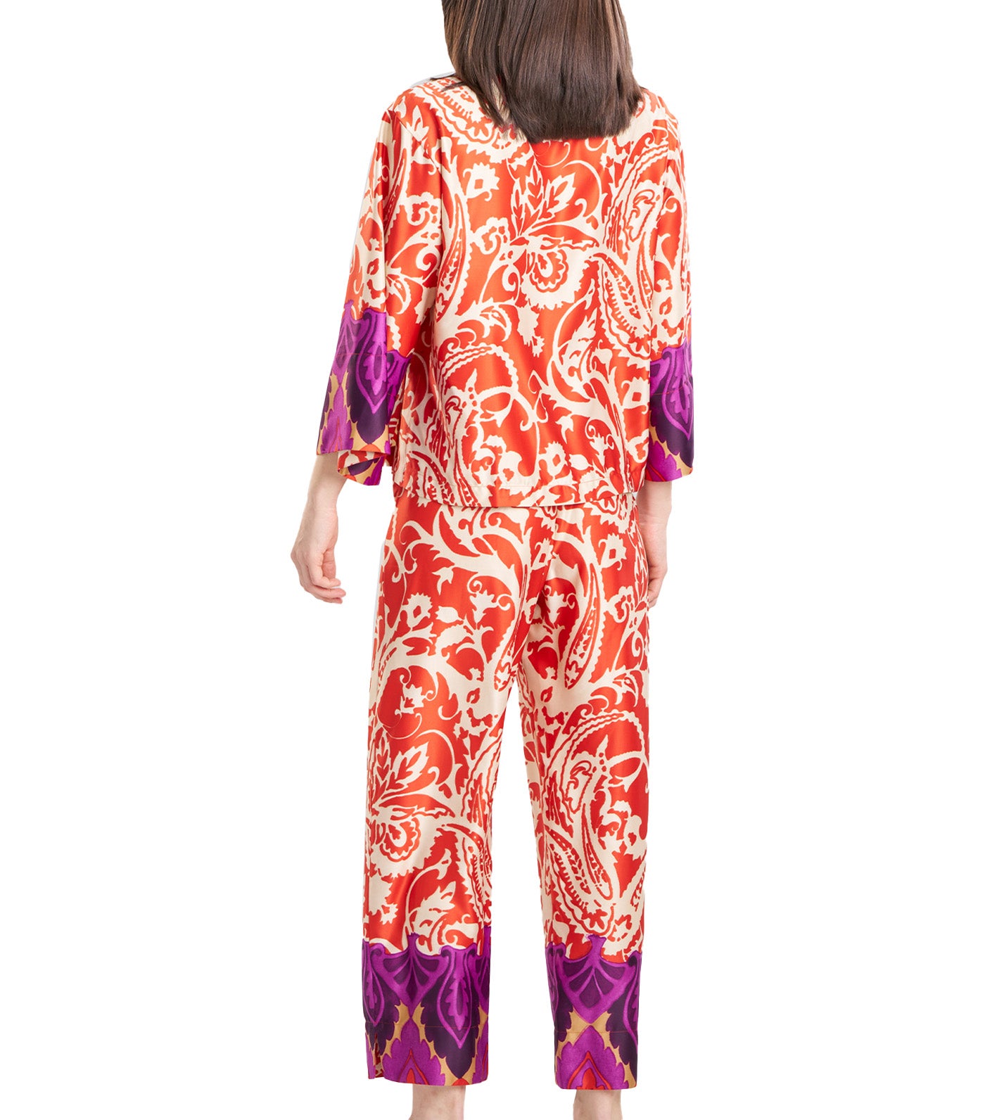 Ming Notch Pajama Set Red Orange