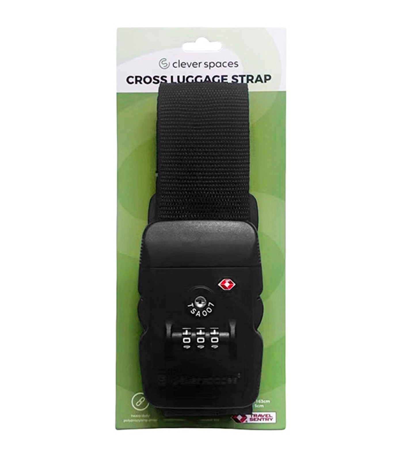 3-Dial Combo Lock Luggage Strap Black