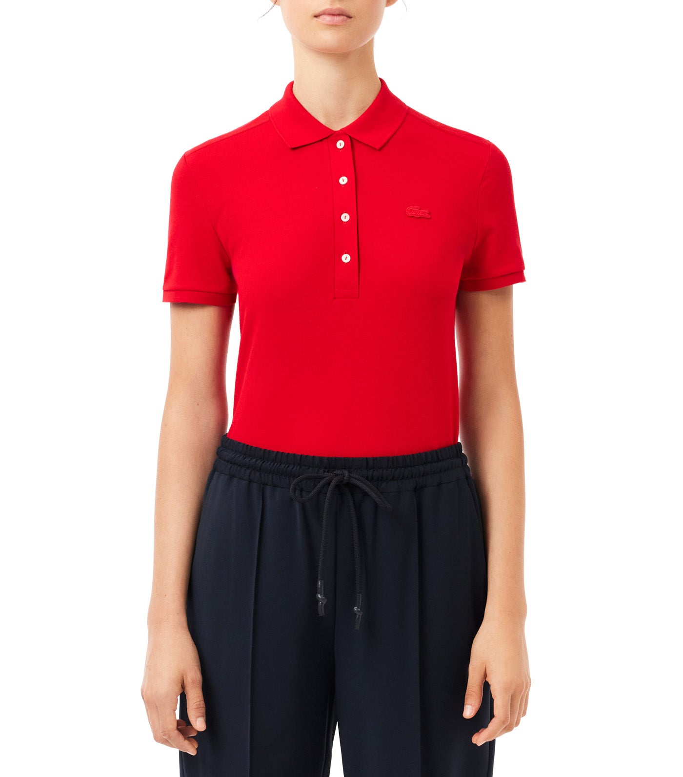 Stretch Cotton Piqué Polo Shirt Red