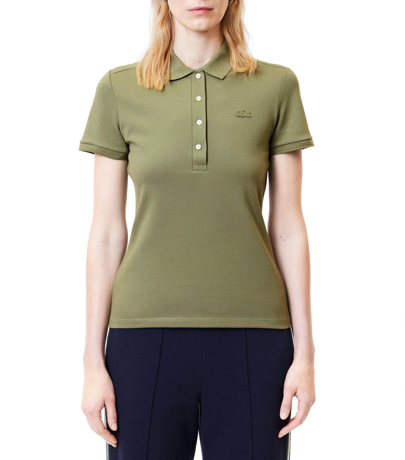 Stretch Cotton Piqué Polo Shirt Khaki