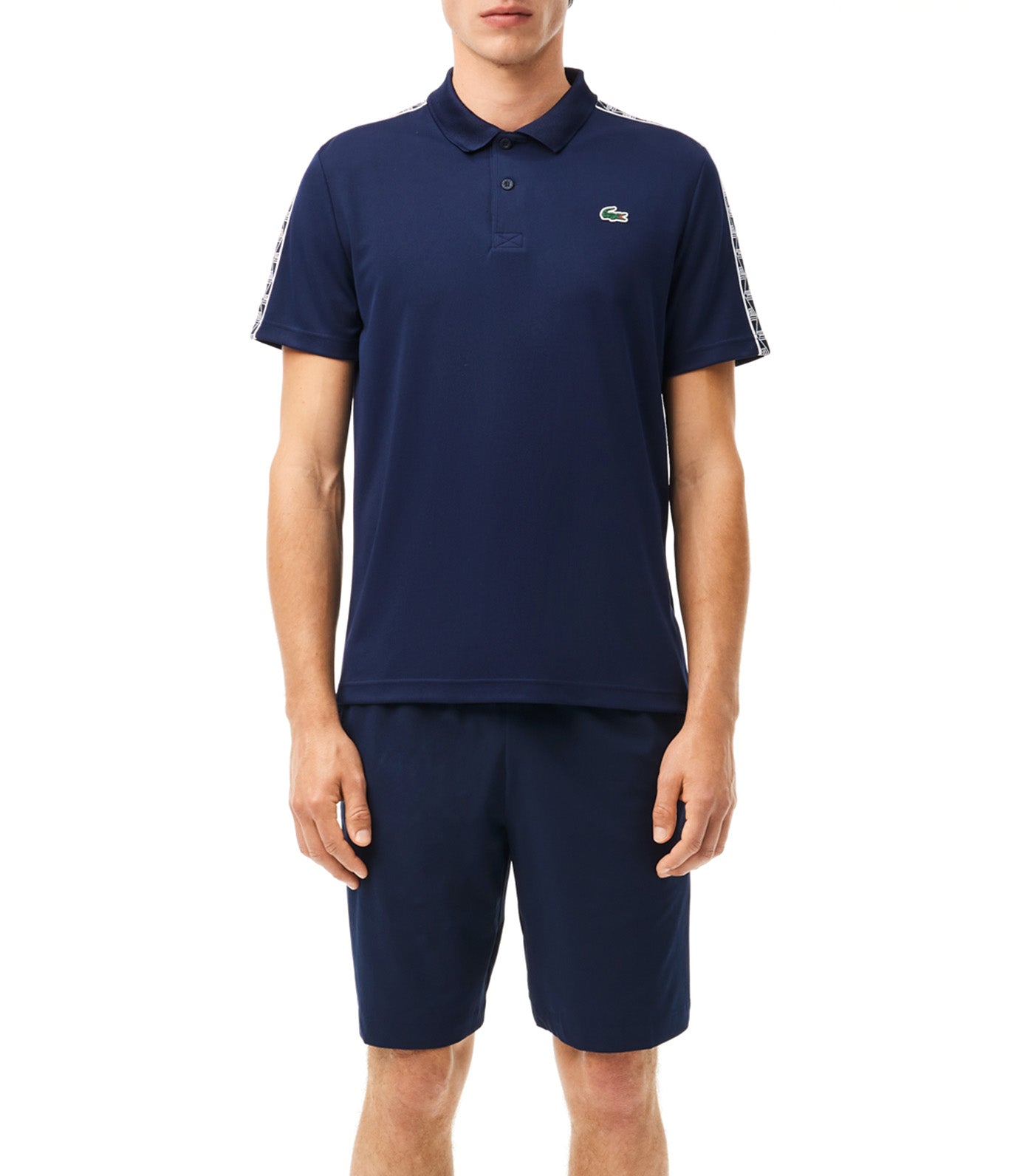 Ultra-Dry Monogram Stripe Tennis Polo Shirt Navy Blue