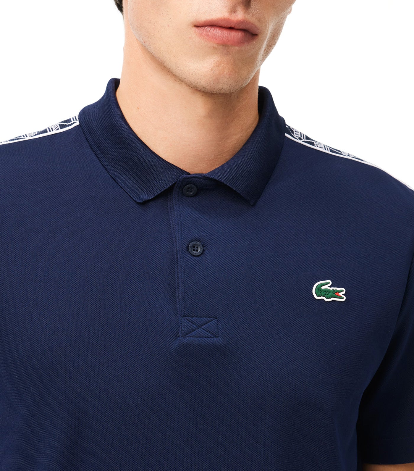 Ultra-Dry Monogram Stripe Tennis Polo Shirt Navy Blue