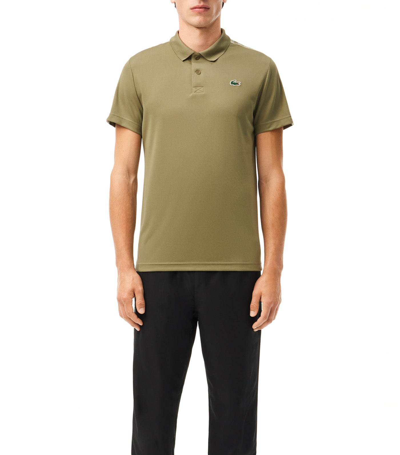 Ultra-Dry Monogram Stripe Tennis Polo Shirt Khaki