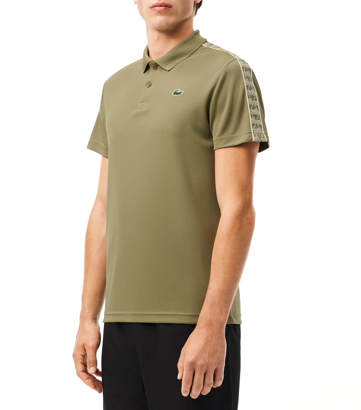 Ultra-Dry Monogram Stripe Tennis Polo Shirt Khaki