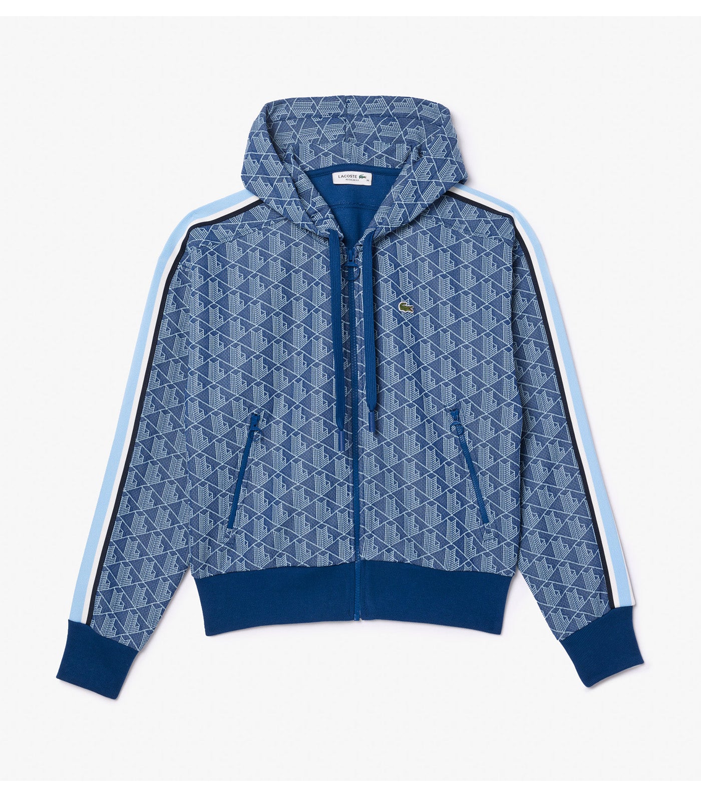 Monogram Jacquard Zip Front Hoodie Globe/Overview