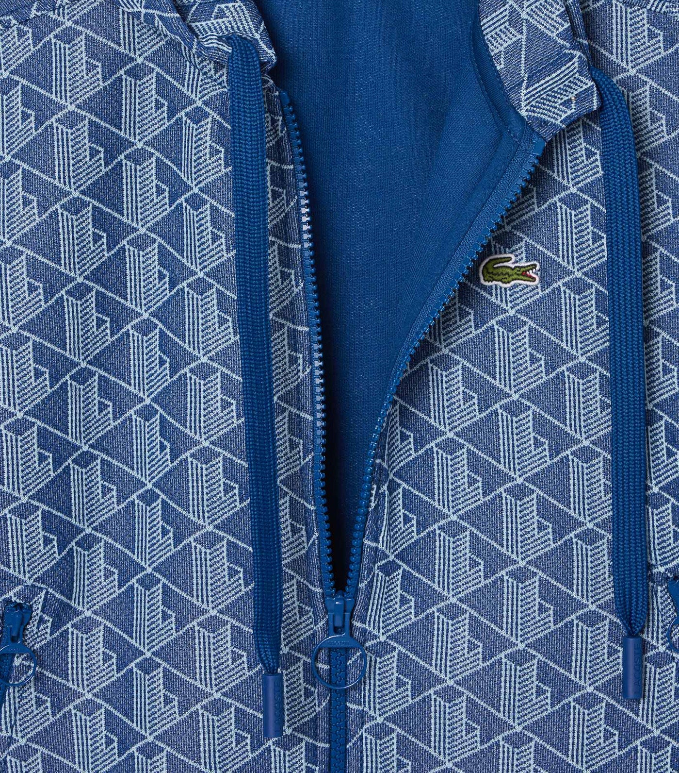 Monogram Jacquard Zip Front Hoodie Globe/Overview