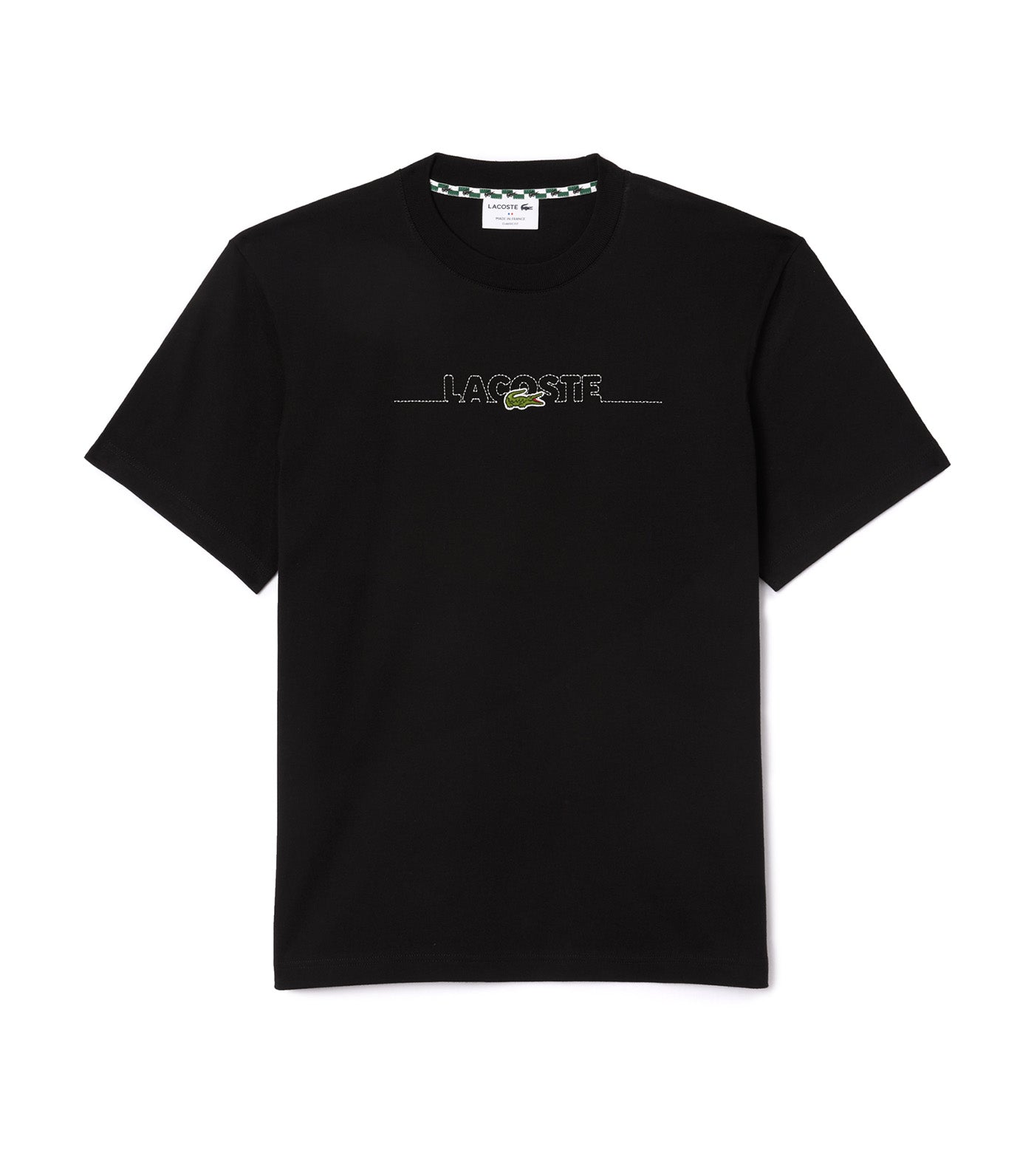 French Made Embroidered T-Shirt Black