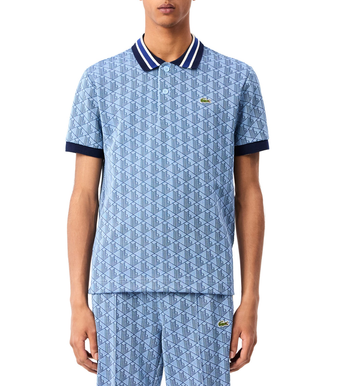 Classic Fit Contrast Collar Monogram Motif Polo Shirt Rill/Globe